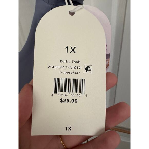 NWT! Blogilates 1X Troposphere Romantic Ruffle Active Tank Top - Picture 6 of 7